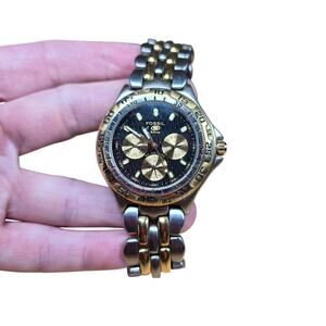 Fossil blue BQ-8774 Gold Silver Mens Watch Y2K Classic Watch Water Resistant
